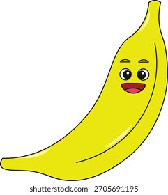 Cute fruits cartoon. Flat vector illustration. Cute fruit on white background