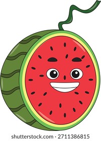 Cute fruits cartoon. Flat vector illustration. Cute fruit on white background