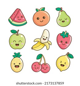 Cute fruits character printable coloring page