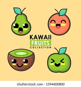 Cute fruits collection with flat style