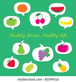 cute fruits elements in dialog box