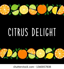 Cute Fruits Lemon, Lime and Orange background in vivid tasty colors, can be used for retro Citrus Delight Bridal Shower theme party, Mocktail Bar Menu, Detox Cocktails Night party etc