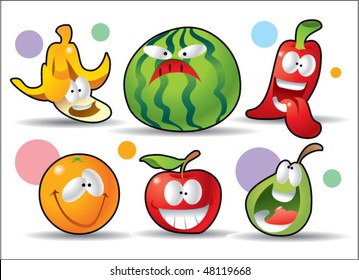 cute fruits mascot