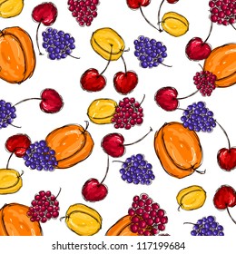 Cute fruits seamless background