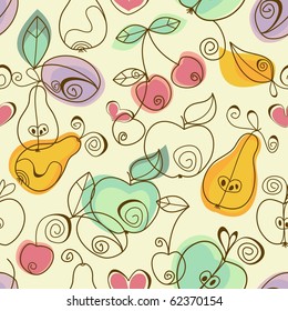 Cute fruits seamless background