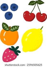 cute fruits selection illustration clipart
