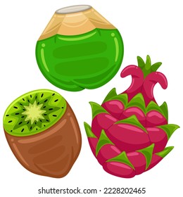 Cute Fruits in Vector Illustration