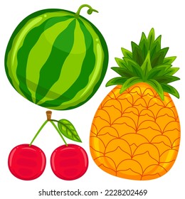 Cute Fruits in Vector Illustration