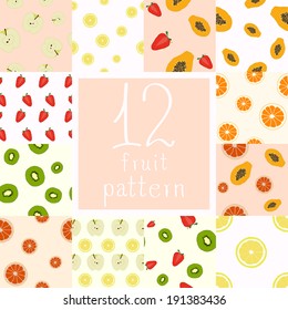 Cute fruits vector patterns