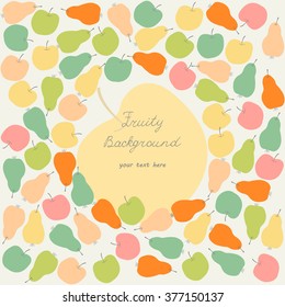 Cute fruity background with pears and apples