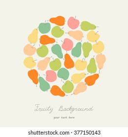 Cute fruity background with pears and apples