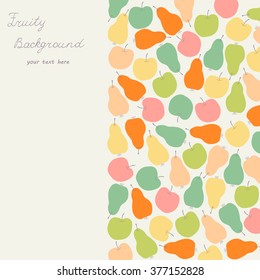 Cute fruity background with pears and apples