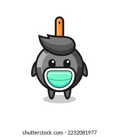 cute frying pan cartoon wearing a mask , cute style design for t shirt, sticker, logo element
