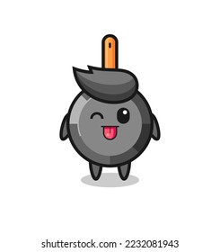 cute frying pan character in sweet expression while sticking out her tongue , cute style design for t shirt, sticker, logo element