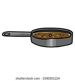 Cute frying pan kitchenware vector. Hand drawn cooking appliance clipart. 