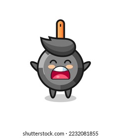 cute frying pan mascot with a yawn expression , cute style design for t shirt, sticker, logo element