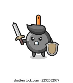 cute frying pan soldier fighting with sword and shield , cute style design for t shirt, sticker, logo element