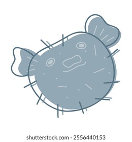 Cute fugu fish color. Doodle clip art for your projects.