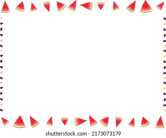 Cute full frame background with cut watermelon and seeds