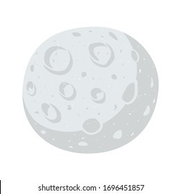 Cute full moon with craters on a transparent background. Vector shabby hand drawn illustration