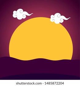 cute full moon isolated icon