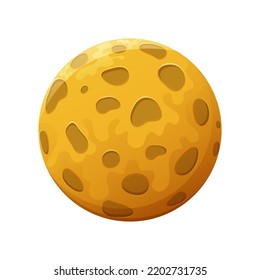 Cute full yellow moon, vector illustration. Earth satellite.