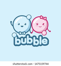cute and fun bubble logo character vector