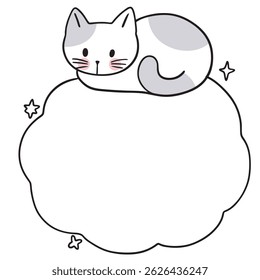 Cute and fun cartoon doodle cat lines text box.
