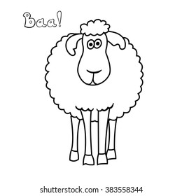 Cute fun cartoon sheep isolated on white background.