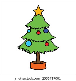 "Cute and fun Christmas tree vector illustration, perfect for art projects, gift decorations and other creative content."