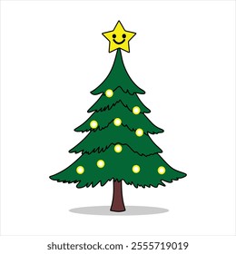 "Cute and fun Christmas tree vector illustration, perfect for art projects, gift decorations and other creative content."