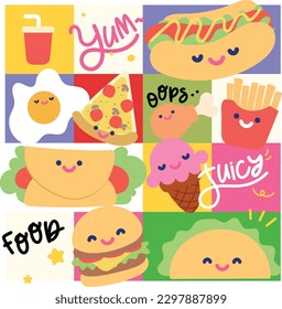 cute fun colorful food pattern