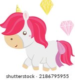 Cute fun colorful unicorn vector