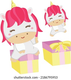 Cute fun colorful unicorn vector