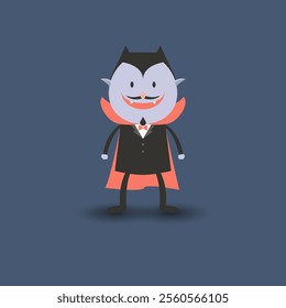 cute and fun flat design halloween dracula monster character