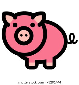 Cute, fun and funny cartoon pig or barnyard animal.