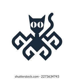 
CUTE AND FUN GEOMETRIC CAT VECTOR ICON