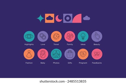 Cute and Fun Kids Colorful Brand Kit Graphic Elements for Social Media