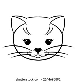 Un gatito divertido. Ilustración del contorno vectorial, aislada en un fondo blanco. Coloreando la página del libro.