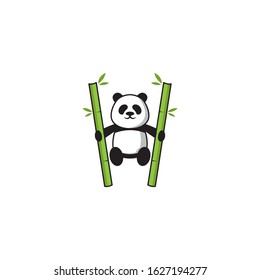 cute fun panda vector illustration logo template