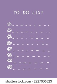 Cute fun planner and to do list with simple illustrations. Template for agenda, schedule, planners, checklists, notebooks, cards. Vector