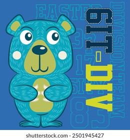 Cute, fun, playful bear sports design with texts in school shapes, numbers and attractive colors to capture activism for a healthy and fun life