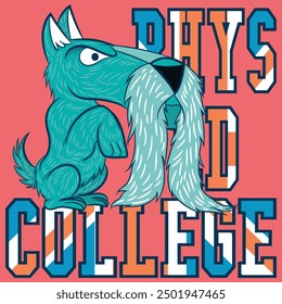 Cute, fun, playful schnauzer dog sport design with texts in school shapes, numbers and attractive colors to express activism for a healthy and fun life