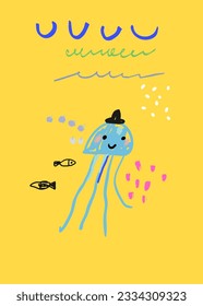 Afiche lindo y divertido para los niños. Vector