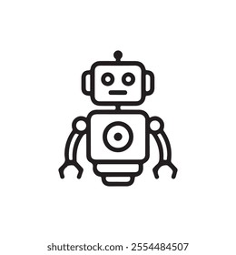 Cute Fun Robot Character Outline Doodle Icons Set. Androids Vector Illustrations Collection Isolated on White