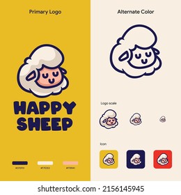 cute and fun sheep mascot logo concept