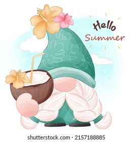 Cute and fun summer gnome illustration