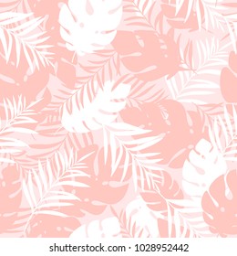 Cute And Fun Summer Seamless Pattern. Tropical Leaves. Vector Illustration