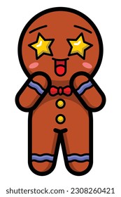 cute fun sweet gingerbread cartoon character vector design