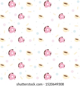 Cute and fun vector illustration pattern of doughnuts and coffee!